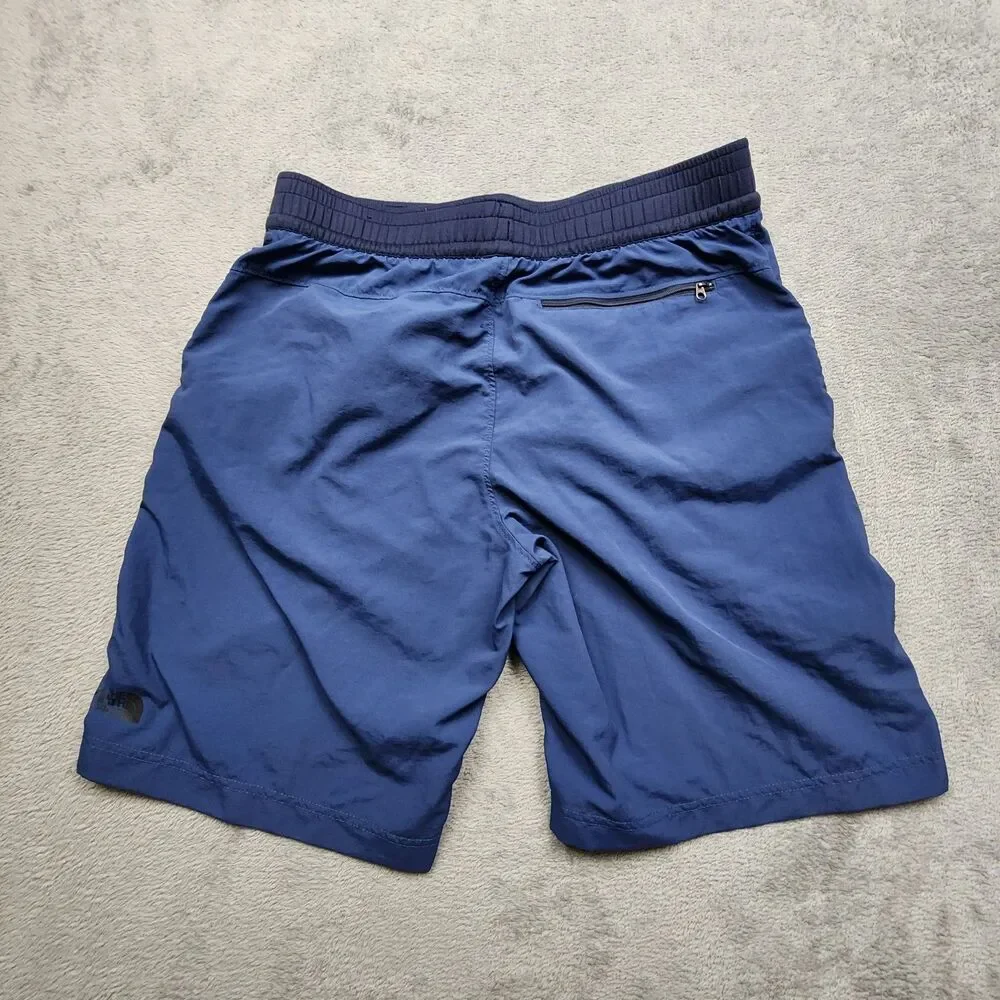 The North Face Mens M Blue Shorts 9 Inseam 100% Nylon Elastic Waist Outdoor